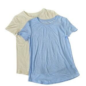 Jockey Women's 2‎ Pack Essential Short Sleeve T Shirts Blue Ivory Size X Small
